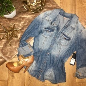 New Guess denim button up